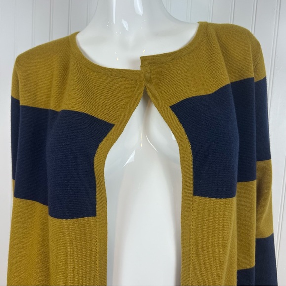 J. Crew Long Cardigan Sweater Wool Blend Open Front Pockets Women XS Striped - Picture 2 of 11
